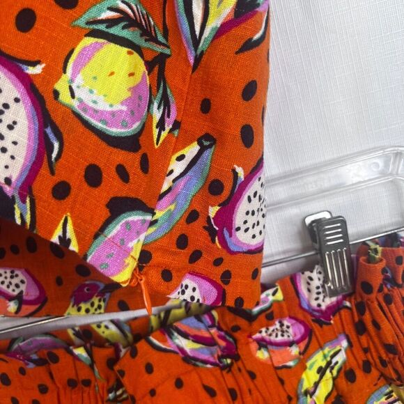 OPT Two Piece Linen Blend Set Top & Shorts Hawaiian Floral Polka Dot Print S/M* - Picture 7 of 15